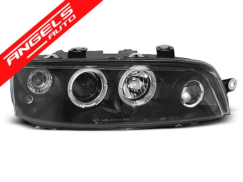 Faruri Angele Eyes compatibile cu Fiat PUNTO 2 1999-2003 Black - imagine 2