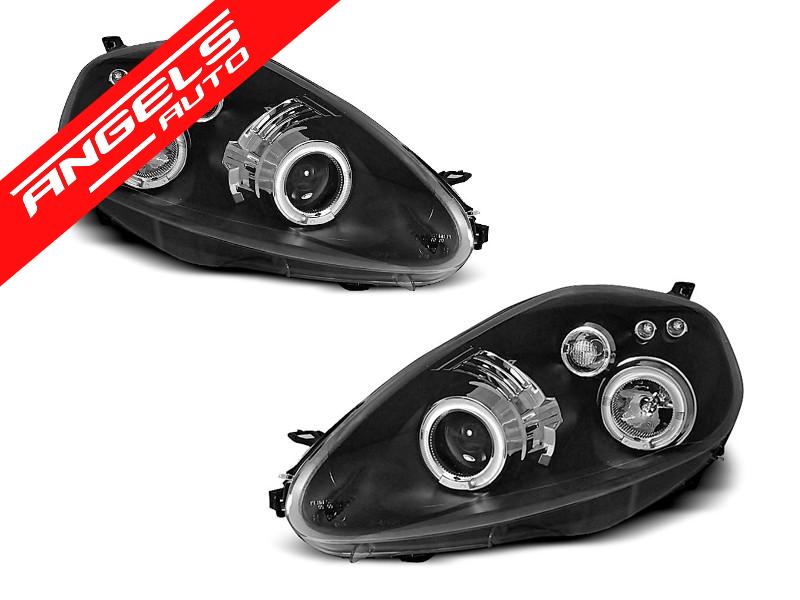 Faruri Angel Eyes compatibile cu Fiat GRANDE PUNTO 2005-2008 Black Design