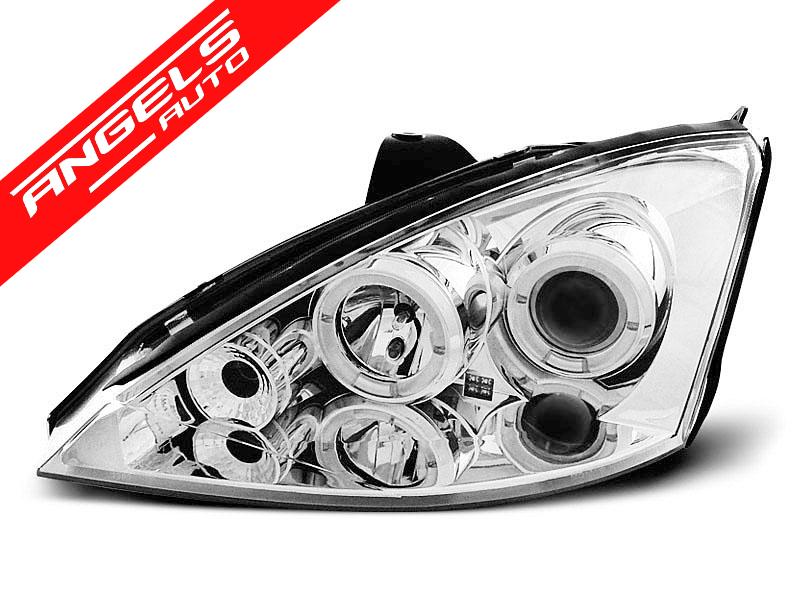 Faruri Angel Eyes compatibile cu Ford FOCUS 1998-2001 CHROME - imagine 2