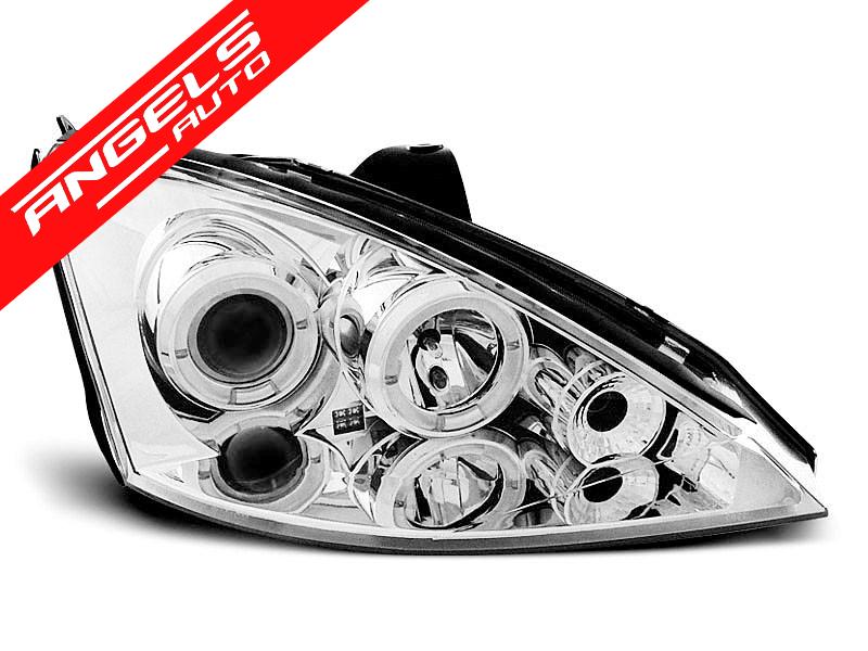 Faruri Angel Eyes compatibile cu Ford FOCUS 1998-2001 CHROME - imagine 3