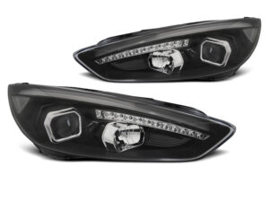 Faruri compatibile cu Ford FOCUS MK3 15-18 Negru DRL LED