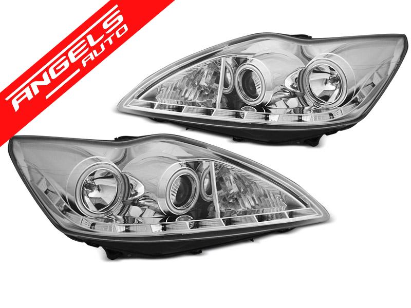 Faruri LED compatibile cu Ford FOCUS II 2008-2010 ANGEL EYES CCFL CHROME