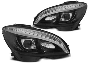 Faruri TUBE LIGHT compatibile cu Mercedes C Class W204 2007-2010 Black Semnal LED