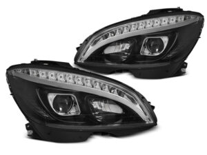 Faruri TUBE LIGHT compatibile cu Mercedes C Class W204 2007-2010 Black Design