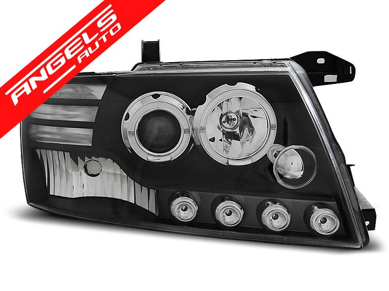 Faruri LED Angel Eyes compatibile cu Mitsubishi Pajero V60 (2000-2006) Black - imagine 2