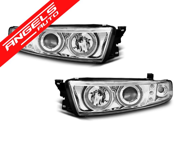 Faruri compatibile cu Mitsubishi GALANT 8 (EA0) 96-06 ANGEL EYES CHROME CCFL