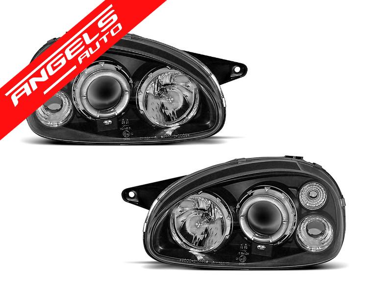 Faruri Angel Eyes compatibile cu Opel Corsa B 1993-2000 Negru