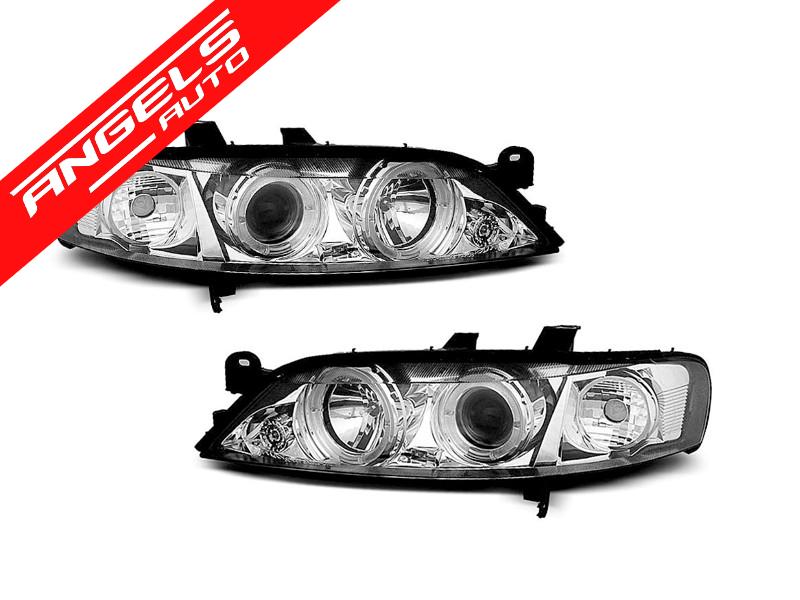 Faruri Angel Eyes compatibile cu Opel Vectra B 1999-2002 Interior Crom