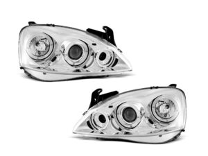 Faruri Angel Eyes compatibile cu Opel Corsa C 2000-2006 Interior Crom