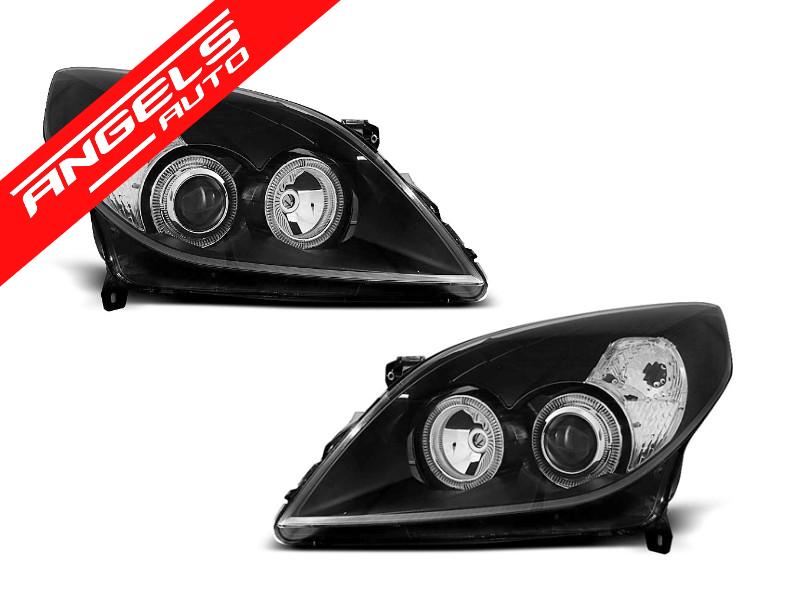 Faruri Angel Eyes compatibile cu Opel Vectra C 2005-2008 Negru
