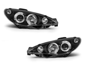 Faruri Angel Eyes compatibile cu PEUGEOT 206 Negru