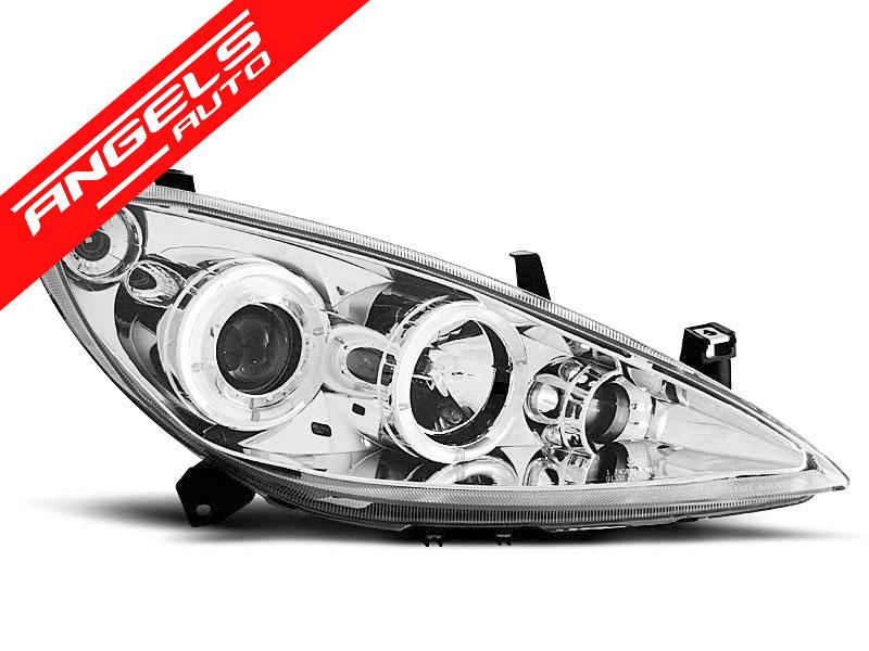 Faruri Angel Eyes compatibile cu PEUGEOT 307 2001-2005 Interior Crom - imagine 2