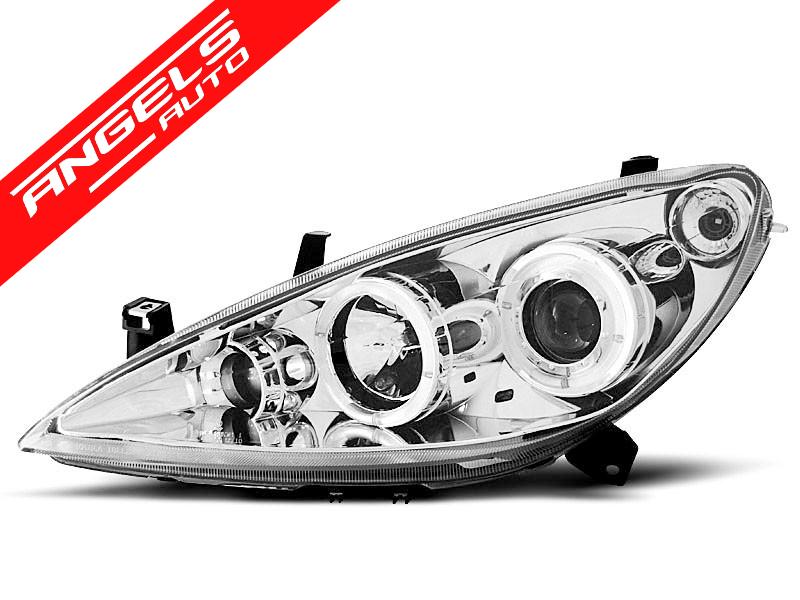 Faruri Angel Eyes compatibile cu PEUGEOT 307 2001-2005 Interior Crom - imagine 3