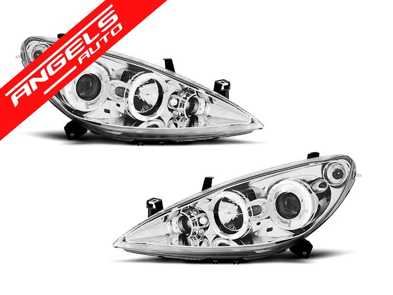 Faruri Angel Eyes compatibile cu PEUGEOT 307 2001-2005 Interior Crom