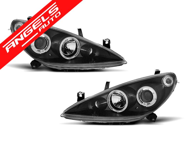 Faruri Angel Eyes compatibile cu PEUGEOT 307 2001-2005 Negru