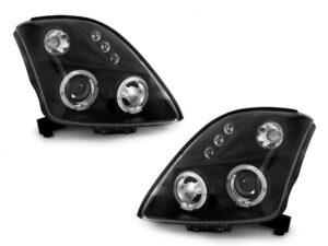 Faruri Angel Eyes compatibile cu SUZUKI Swifts 2005-2010 Negru