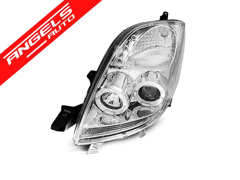 Faruri Angel Eyes compatibile cu Toyota Yaris 2006-2009 Crom - imagine 4
