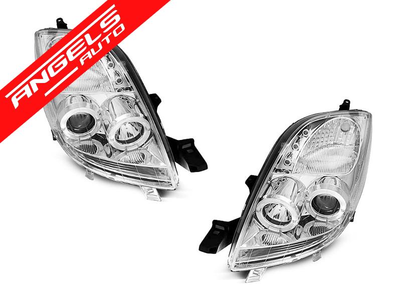 Faruri Angel Eyes compatibile cu Toyota Yaris 2006-2009 Crom