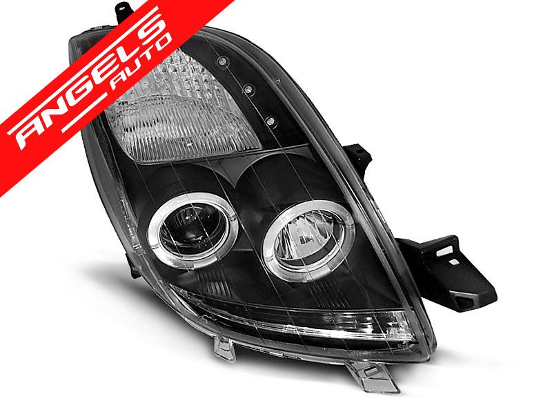 Faruri Angel Eyes compatibile cu Toyota Yaris 2006-2009 Negru - imagine 3
