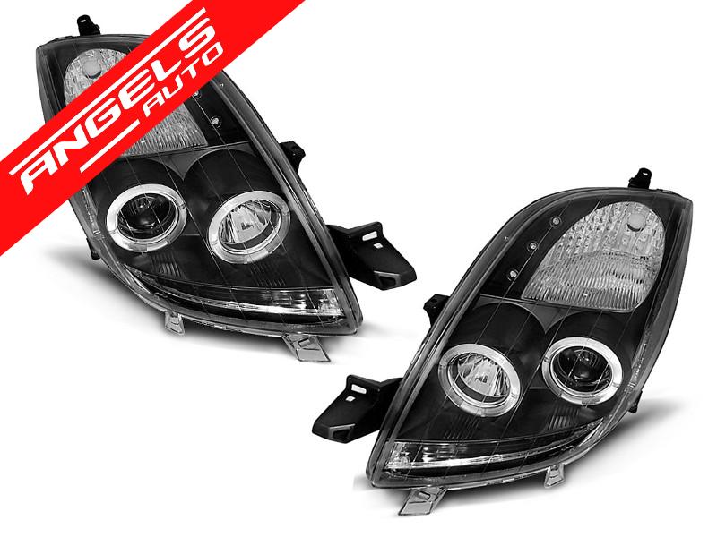 Faruri Angel Eyes compatibile cu Toyota Yaris 2006-2009 Negru