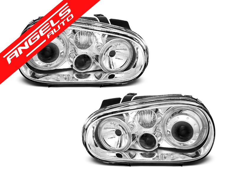 Faruri ANGELEYES compatibile cu VW compatibile cu Golf 4 Crom