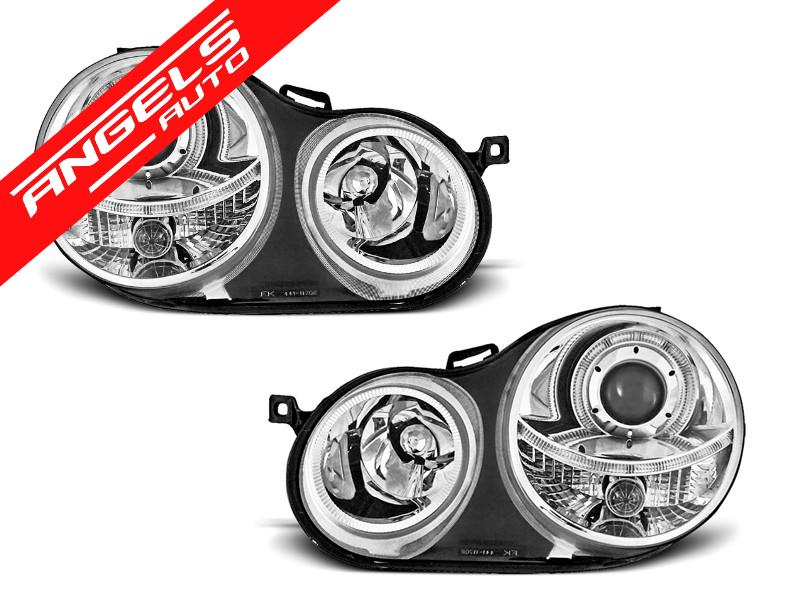 Faruri ANGEL EYES CHROME potrivite pentru compatibile cu VW POLO 9N 11.01-04.05