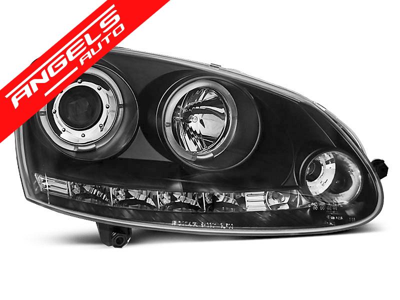 Faruri ANGEL EYES LED compatibile cu VW compatibile cu Golf 5 (2003-2009) Negru - imagine 2