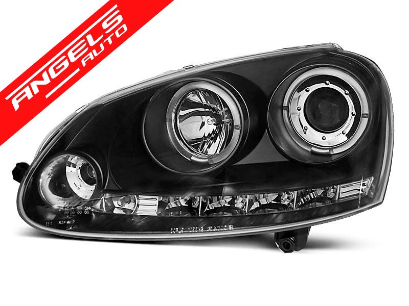 Faruri ANGEL EYES LED compatibile cu VW compatibile cu Golf 5 (2003-2009) Negru - imagine 3