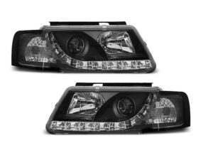 Faruri TRUE DRL Negru potrivite pentru compatibile cu VW PASSAT B5 3B 11.96-08.00