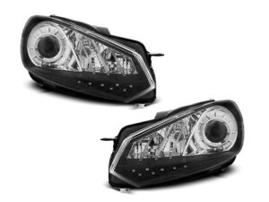 Faruri TRUE DRL Negru potrivite pentru compatibile cu VW compatibile cu Golf 6 10.08- 12