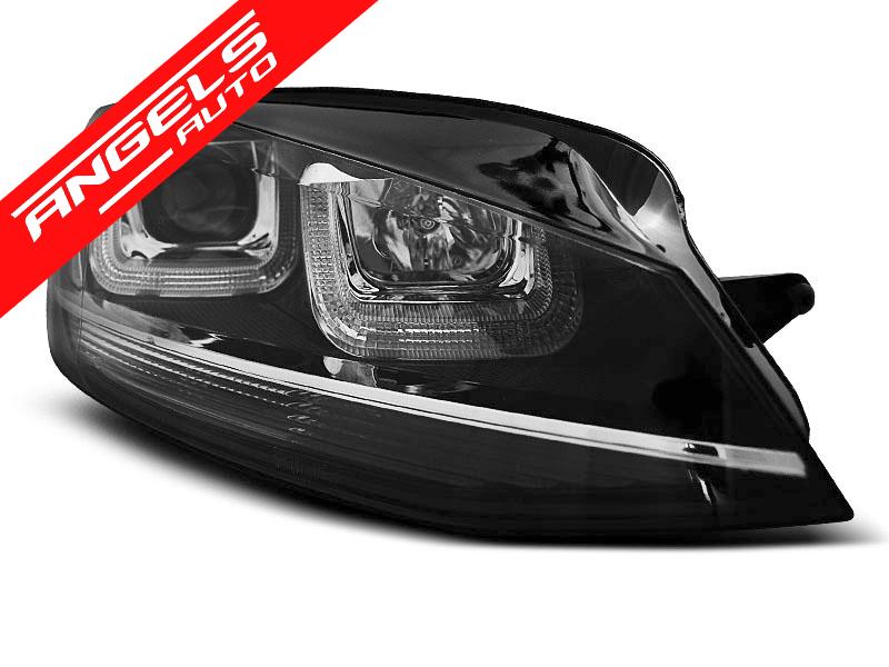 Faruri Angel Eyes U-LED LIGHT compatibile cu VW compatibile cu Golf 7 2012-2017 Black - imagine 2