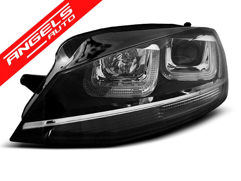 Faruri Angel Eyes U-LED LIGHT compatibile cu VW compatibile cu Golf 7 2012-2017 Black - imagine 3