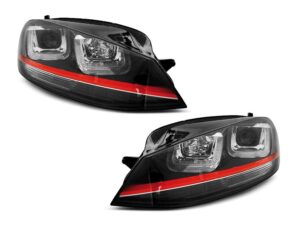 Faruri U-LED LIGHT compatibile cu VW compatibile cu Golf 7 2012-2017 Red Line