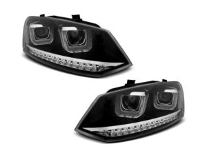 Faruri U-LED LIGHT Negru potrivite pentru compatibile cu VW POLO 6R 09-03.14