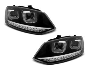Faruri U-LED LIGHT Negru SEQ potrivite pentru compatibile cu VW POLO 6R 09-03.14