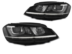 Faruri U-LED LIGHT DRL Negru potrivite pentru compatibile cu VW compatibile cu Golf 7 11.12-17