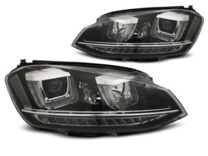 Faruri U-LED LIGHT DRL Negru SEQ potrivite pentru compatibile cu VW compatibile cu Golf 7 11.12-17