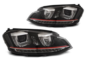 Faruri U-LED LIGHT DRL Negru RDD LINE SEQ potrivite pentru compatibile cu VW compatibile cu Golf 7 11.12-17