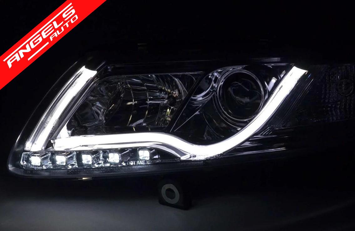 Faruri Xenon TUBE LIGHT Tru DRL Negru compatibile cu Audi A6 C6 (2004-2008) - imagine 4