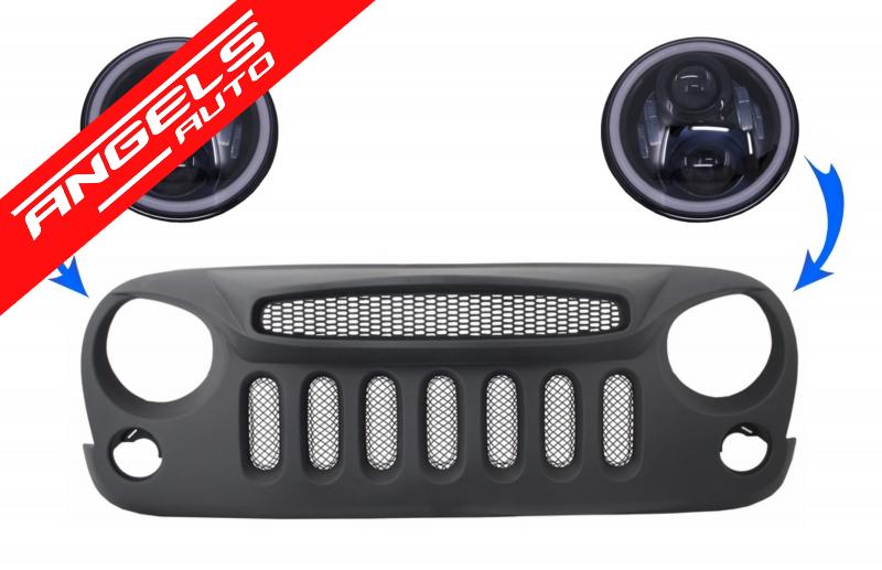 Grila Centrala cu Faruri Full LED CREE Dublu Proiector JK (2007+) Look