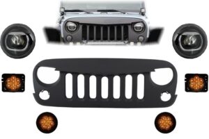 Kit Grila Centrala si Lampi Semnalizare LED compatibil cu Jeep Wrangler(2007+) Look