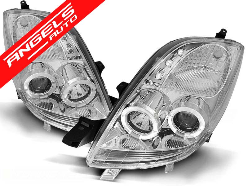 Faruri Angel Eyes compatibile cu Toyota Yaris 2006-2009 Crom - imagine 2