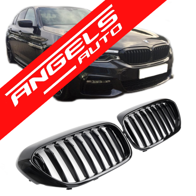 Grile Duble compatibile cu BMW Seria 5 G30 G31 (01.2017-06.2020) Sport Negru Lucios - imagine 5