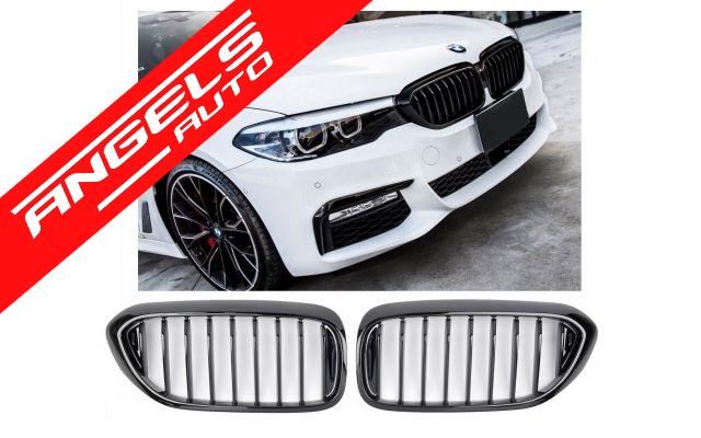 Grile Duble compatibile cu BMW Seria 5 G30 G31 (01.2017-06.2020) Sport Negru Lucios - imagine 4