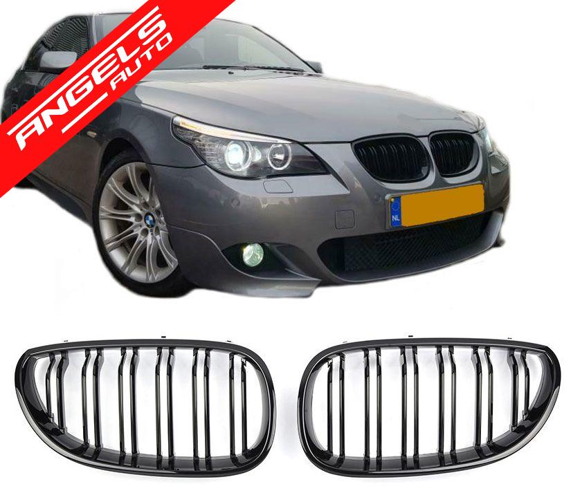 Grile Duble compatibile cu BMW Seria 5 E60 E61 (2003-2009) Design Piano Black - imagine 2