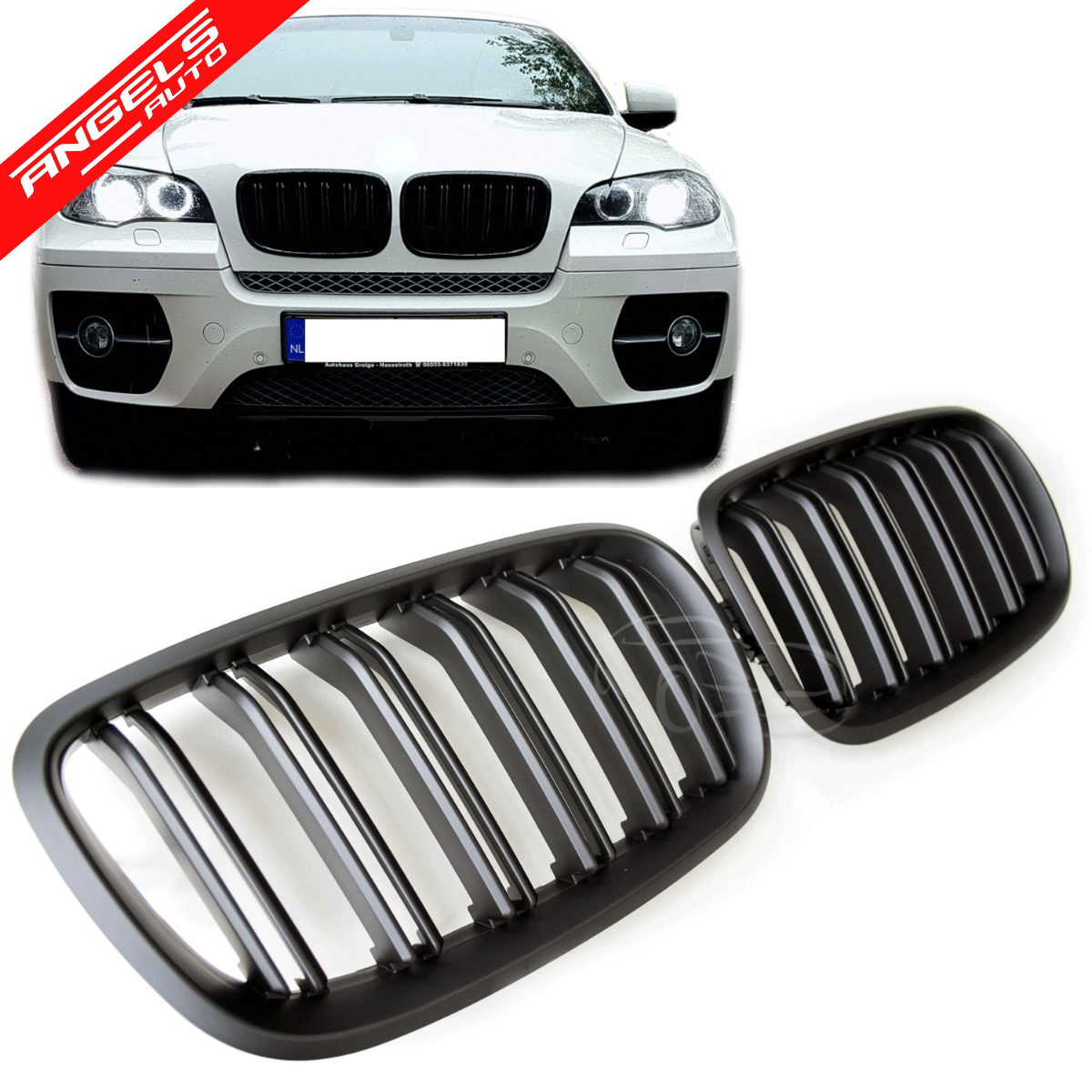 Grile Duble compatibile cu BMW X5/X6 E70/E71 (2007-2014) M Design Negru Mat