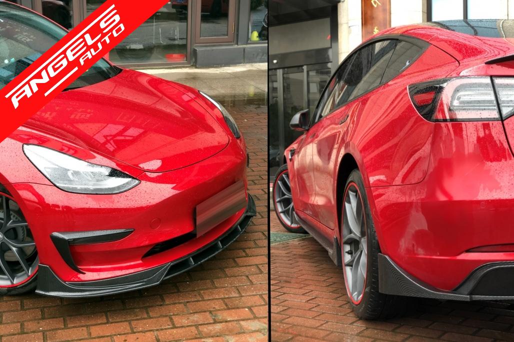 Pachet Exterior Aerodinamic compatibil cu Tesla Model 3 (2017+) Carbon Design - imagine 6