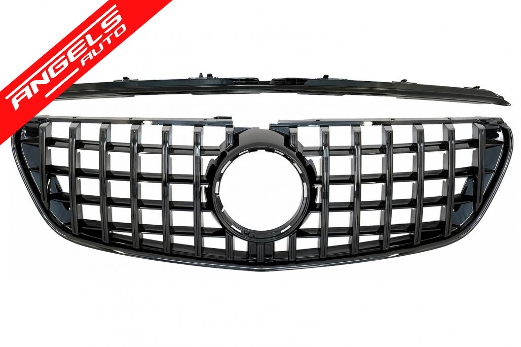 Grila compatibila cu Mercedes V-Class W447 (2014-03.2019)GT R Panamericana Look Black