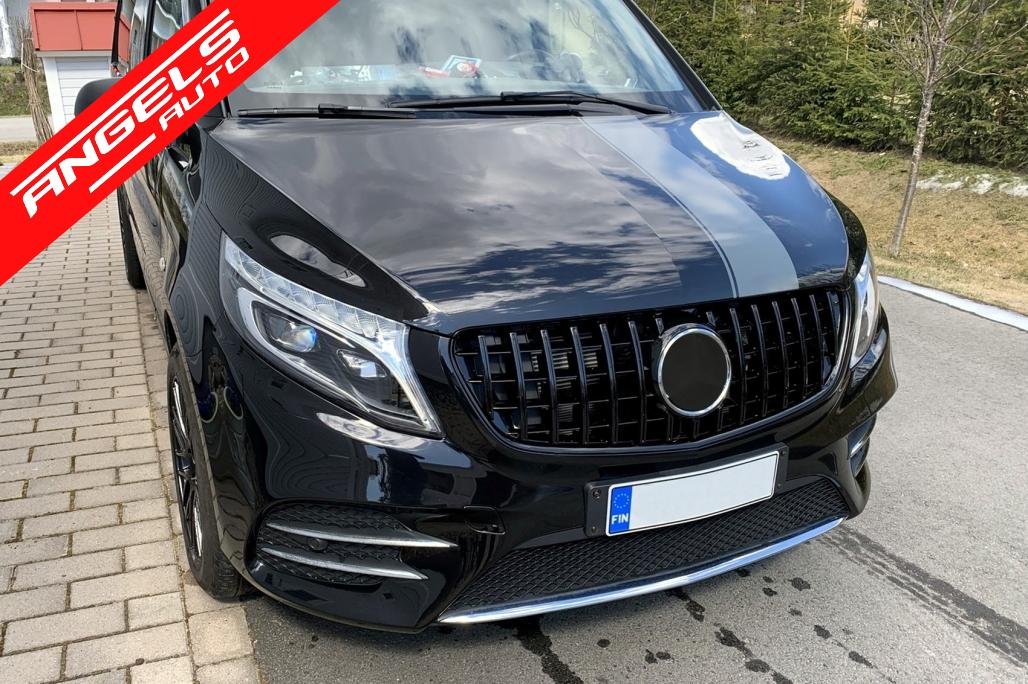 Grila compatibila cu Mercedes V-Class W447 (2014-03.2019)GT R Panamericana Look Black - imagine 7