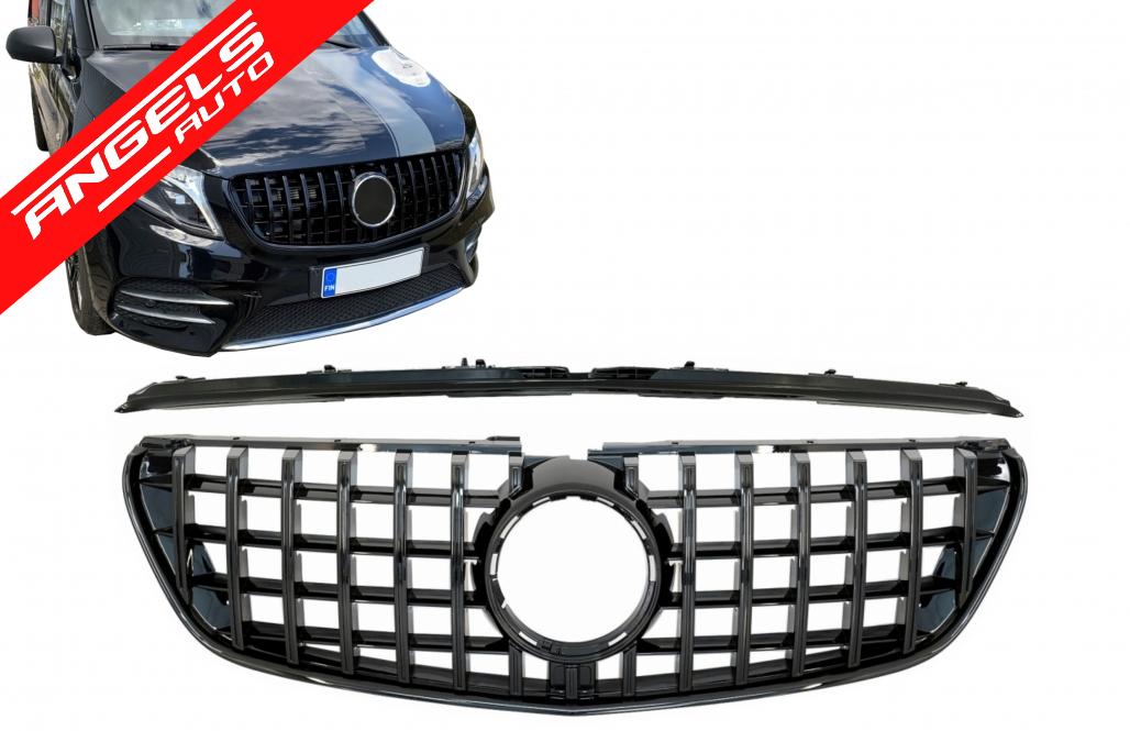 Grila compatibila cu Mercedes V-Class W447 (2014-03.2019)GT R Panamericana Look Black - imagine 8